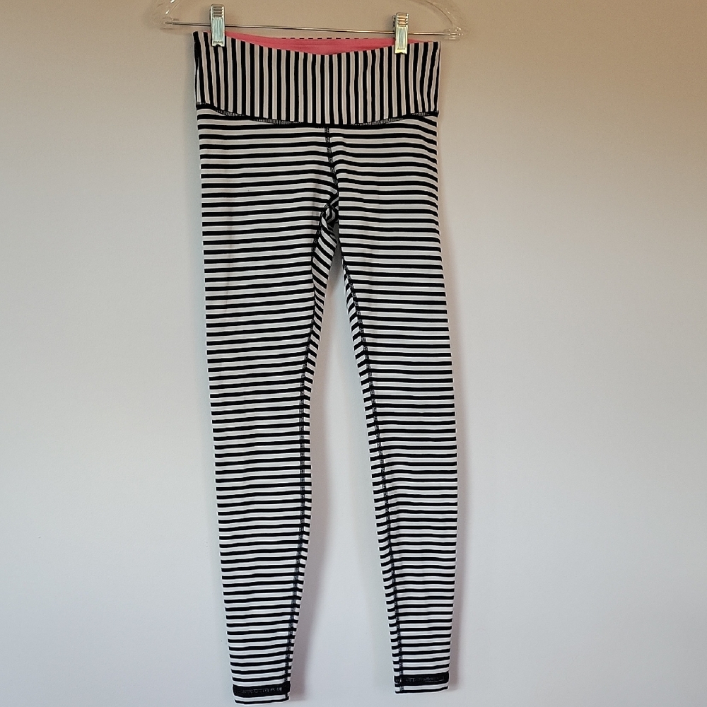 lululemon athletica Black and White Striped Leggings